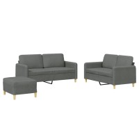 vidaXL 3 Piece Sofa Set with Cushions Dark Gray Fabric