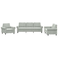 vidaXL 3 Piece Sofa Set with Cushions Light Gray Velvet