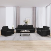 vidaXL 3 Piece Sofa Set with Cushions Black Velvet