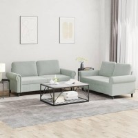 vidaXL 2 Piece Sofa Set with Cushions Light Gray Velvet