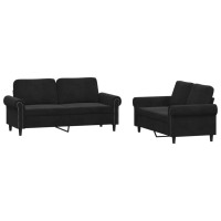 vidaXL 2 Piece Sofa Set with Cushions Black Velvet