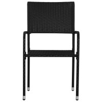 vidaXL 9 Piece Patio Dining Set Black Poly Rattan and Steel