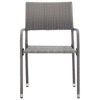 vidaXL 9 Piece Patio Dining Set Gray and Black Poly Rattan and Steel