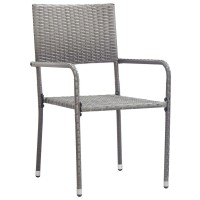 vidaXL 5 Piece Patio Dining Set Gray and Black Poly Rattan and Steel