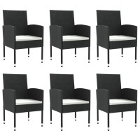 vidaXL 7 Piece Patio Dining Set Black Poly Rattan and Steel