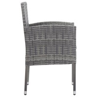 vidaXL 9 Piece Patio Dining Set Gray and Black Poly Rattan and Steel