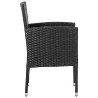 vidaXL 7 Piece Patio Dining Set Black Poly Rattan and Steel