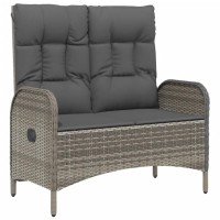 vidaXL 2 Piece Patio Dining Set with Cushions Gray Poly Rattan