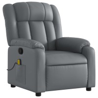 vidaXL Massage Recliner Chair Gray Faux Leather