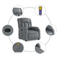 vidaXL Massage Recliner Chair Gray Faux Leather