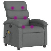 vidaXL Massage Recliner Chair Dark Gray Fabric