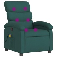 Vidaxl Massage Recliner Chair Dark Green Fabric