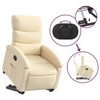 vidaXL Stand up Recliner Chair Cream Fabric