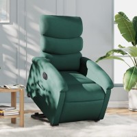 vidaXL Electric Stand up Recliner Chair Dark Green Fabric