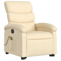 Vidaxl Electric Stand Up Massage Recliner Chair Cream Fabric