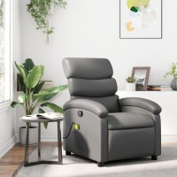 Vidaxl Massage Recliner Chair Gray Faux Leather