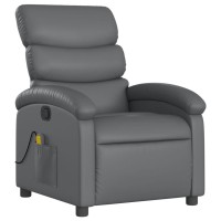 Vidaxl Massage Recliner Chair Gray Faux Leather