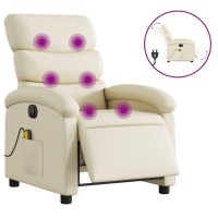 vidaXL Electric Massage Recliner Chair Cream Faux Leather