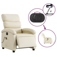 vidaXL Electric Massage Recliner Chair Cream Faux Leather