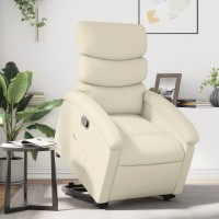 Vidaxl Stand Up Recliner Chair Cream Faux Leather