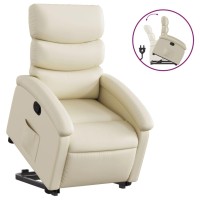 Vidaxl Stand Up Recliner Chair Cream Faux Leather