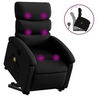 Vidaxl Stand Up Massage Recliner Chair Black Faux Leather