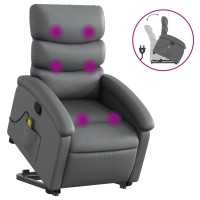 Vidaxl Stand Up Massage Recliner Chair Gray Faux Leather