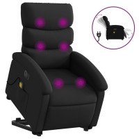 vidaXL Electric Stand up Massage Recliner Chair Black Faux Leather