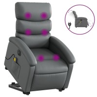 vidaXL Electric Stand up Massage Recliner Chair Gray Faux Leather