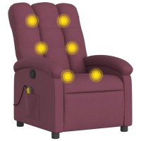 vidaXL Massage Recliner Chair Purple Fabric