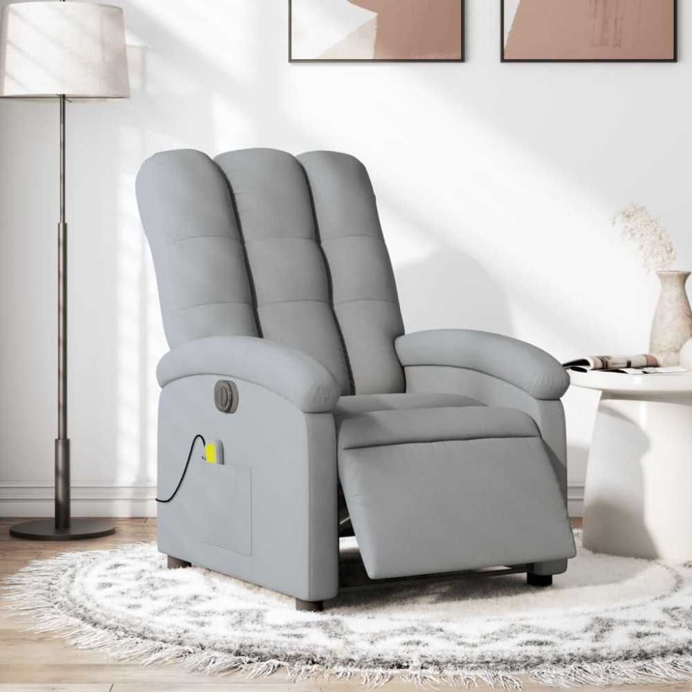 vidaXL Electric Massage Recliner Chair Light Gray Fabric