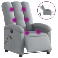 vidaXL Electric Massage Recliner Chair Light Gray Fabric