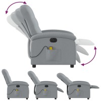 vidaXL Electric Massage Recliner Chair Light Gray Fabric