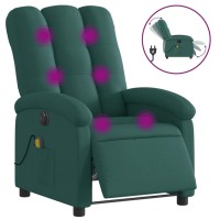 Vidaxl Electric Massage Recliner Chair Dark Green Fabric