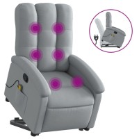 vidaXL Stand up Massage Recliner Chair Light Gray Fabric