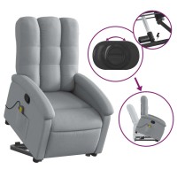 vidaXL Stand up Massage Recliner Chair Light Gray Fabric