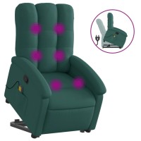 vidaXL Stand up Massage Recliner Chair Dark Green Fabric