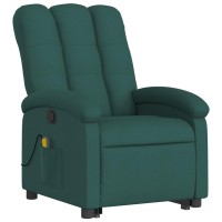 vidaXL Stand up Massage Recliner Chair Dark Green Fabric