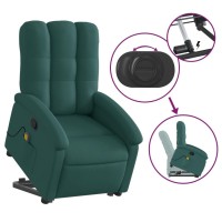 vidaXL Stand up Massage Recliner Chair Dark Green Fabric