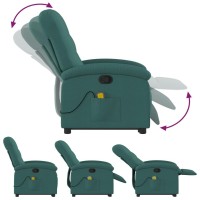 vidaXL Stand up Massage Recliner Chair Dark Green Fabric