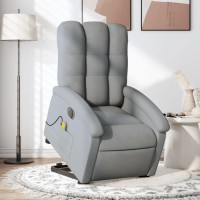 vidaXL Electric Stand up Massage Recliner Chair Light Gray Fabric