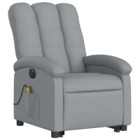 vidaXL Electric Stand up Massage Recliner Chair Light Gray Fabric