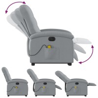 vidaXL Electric Stand up Massage Recliner Chair Light Gray Fabric