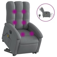 vidaXL Electric Stand up Massage Recliner Chair Dark Gray Fabric