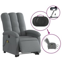 vidaXL Electric Stand up Massage Recliner Chair Dark Gray Fabric