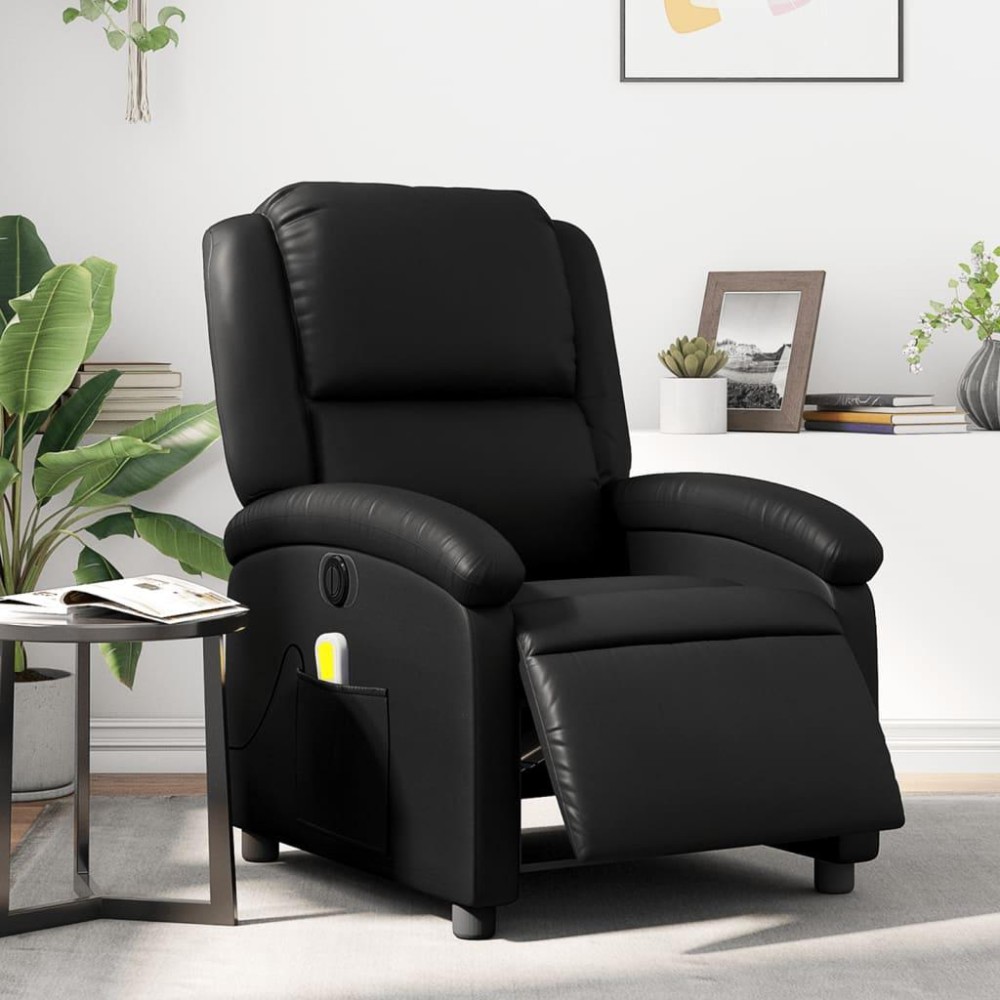 vidaXL Electric Massage Recliner Chair Black Faux Leather