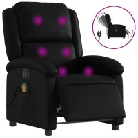 vidaXL Electric Massage Recliner Chair Black Faux Leather