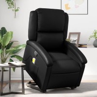 Vidaxl Stand Up Massage Recliner Chair Black Faux Leather