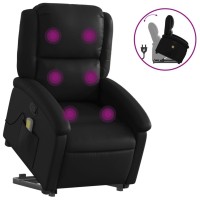 Vidaxl Stand Up Massage Recliner Chair Black Faux Leather