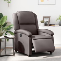 vidaXL Electric Recliner Chair Dark Brown Real Leather